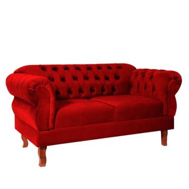 Imagem de Namoradeira 2 Lugares Chesterfield Elisabeth Via Encanto Veludo Vermelho