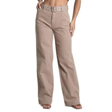 Imagem de Calça Sarja Sawary Wide Leg - 277998 - Areia 46, Bege, 46