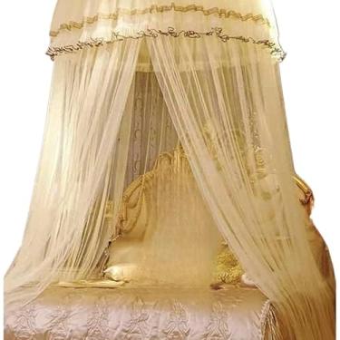 Imagem de Mosquiteiro Teto Casal Gigante Indiano com Abertura Lateral – Para Cama King, Queen e Box, 12m de Proteção Completa e Conforto(BEGE)