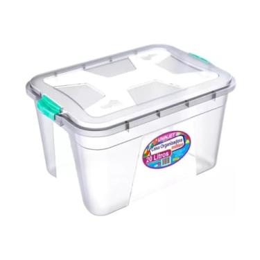 Imagem de Caixa Organizadora Transparente com Tampa e Travas 20 Litros (1)