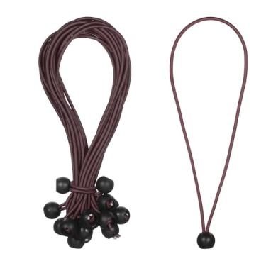 Imagem de PATIKIL Cordão elástico de 30,5 cm, 35 peças de cordas elásticas com esferas, lona de dossel, cordão elástico para acampamento ao ar livre, postes de barraca de abrigo de carga, cáqui