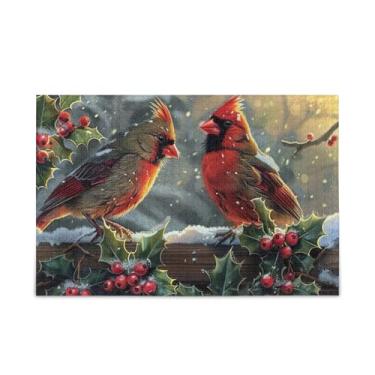 Imagem de WELLDAY Quebra-cabeça neve pássaros padrão 1000 peças grande arte jogo de arte para adultos adolescentes