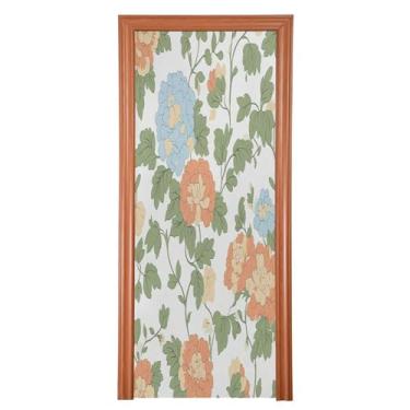 Imagem de Wassud Capa para porta, decoração de flores e folhas grandes, 96 x 98 polegadas, faixa elástica para porta interna para varanda e porta da frente