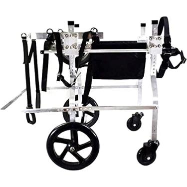Imagem de PUJPOQRP Cadeira de rodas para cães, cadeira de rodas, arnês de mobilidade para cães, suporte traseiro, carrinho de aço inoxidável ajustável, cadeira de rodas para animais de estimação/gato