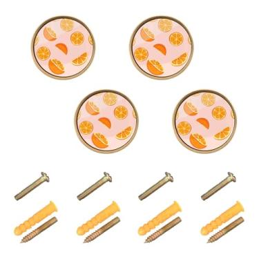 Imagem de Burbuja Maçanetas de armário de cozinha Juicy Orange Pacote com 4, puxadores redondos de 3,5 cm, puxadores de cômoda com parafusos para armários de cozinha, quarto, armário