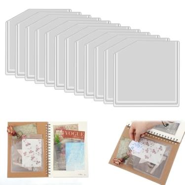 Imagem de 12 bolsos adesivos transparentes nos cantos, 15 x 15 cm, bolsos autoadesivos para agenda, adicionam espaço de armazenamento ao diário, viagens, cadernos, produtos de escritório em casa