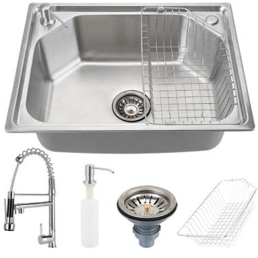 Imagem de Kit Torneira gourmet e cuba inox guarani com acessórios para cozinha -