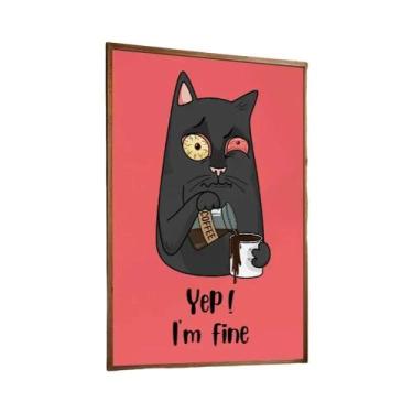 Imagem de Arte De Parede Gato Preto: Pôster Moderno Pop Divertido De Animal, Ilu