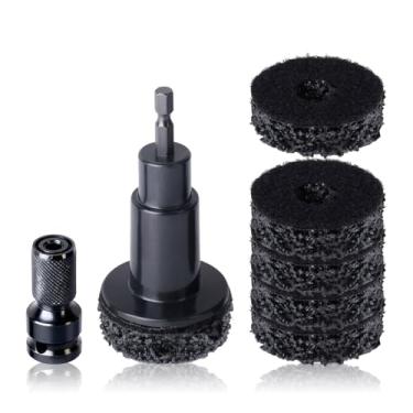 Imagem de Yitexin Kit de ferramentas de limpeza de cubo de roda de 7 peças, kit de resurfacing do cubo de freio inclui cabeça de moagem, adaptador e pastilhas, ferramenta de remoção de ferrugem do parafuso