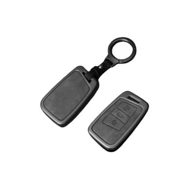Imagem de Liga de couro caso chave do carro titular escudo compatível com skoda karoq logotipo personalizado protetor capa metal habitação chaveiro acessórios(Grey set B)