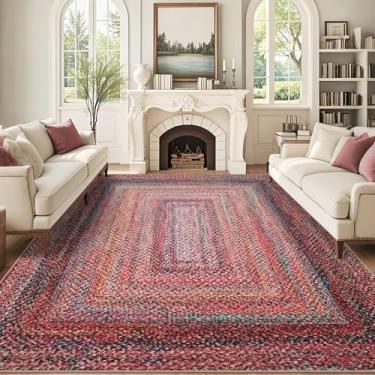 Imagem de GarveeHome Tapetes laváveis 12,5 x 17,8 cm trançado impresso com forro antiderrapante, tapete moderno com bordas, capa de piso de pilha baixa dobrável para quarto, sala de estar, colorido