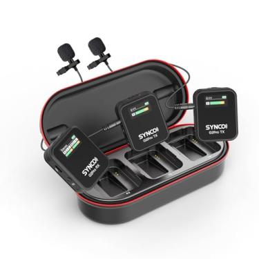 Imagem de SYNCO Microfone Lavalier sem fio duplo G2(A2) Pro com estojo de carregamento de 48 kHz 24 bits para entrevistas por vlog, transmissão ao vivo, microfone de lapela de 1,5 m para câmera, smartphone