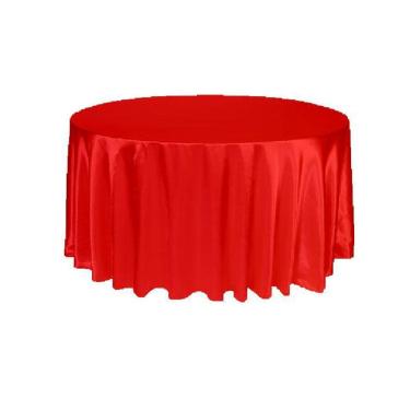 Imagem de Toalha De Mesa Redonda Cetim Seda Vermelho 4 Lugares Festa