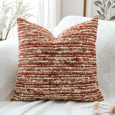 Imagem de Artscope Capa de almofada 61 x 61 cm super grossa para almofada decorativa Boucle texturizada morden com detalhe neutro estilo italiano fronha para quarto sala de estar sofá decoração de casa ferrugem