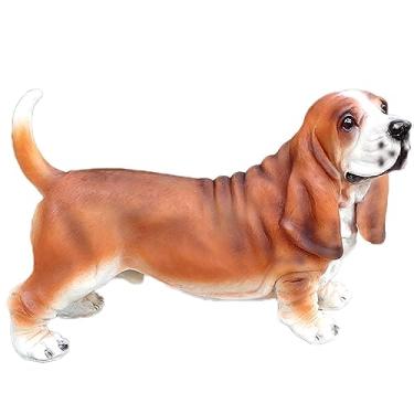 Imagem de Estátua de cachorro ornamentos de jardim ao ar livre Basset Hound estatueta decorações escultura para pátio varanda gramado