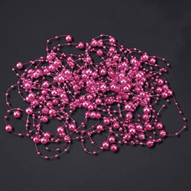 Imagem de GLOGLOW Contas de Linha de Peixe de 10m, Corrente de Pérolas de Decoração Diy Com Design Cortado No Comprimento, para Festa de Casamento, Arranjo de Flores de Escritório Em Casa (Rosa Vermelha)