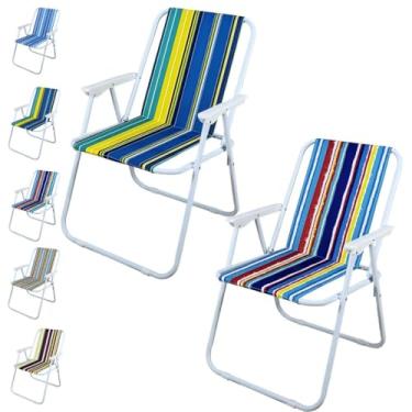 Imagem de Kit 2 Cadeiras de Praia Dobrável Área Externa Varanda Jardim