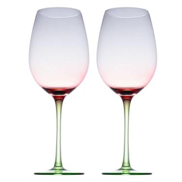 Imagem de Jogo de 2 Taças para Vinho em Vidro 550Ml A25Cm Vermelho Degradê Fracalanza - Full Fit