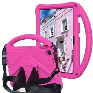 Imagem de QYiiD Capa infantil para Lenovo Tab K10 de 10,3 polegadas 2022/M10 FHD Plus 2ª geração 2020, leve e à prova de choque com alça conversível e alça de ombro, rosa
