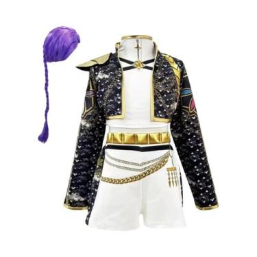 Imagem de Fantasia De Cosplay De Caçador Para Meninas, Saia Curta Branca, Top, D