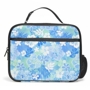 Imagem de Lancheira grande, lancheira reutilizável isolada com suporte para garrafa de água, portátil, impermeável, à prova de vazamento, lancheira fofa para piquenique escolar, viagem de volta às aulas (azul