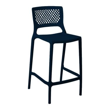 Imagem de Banqueta Alta Para Cozinha Azul Marinho Empilhável Vênus Em Polipropileno Acrilys