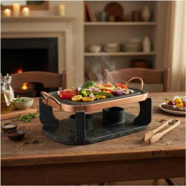 Imagem de Churrasqueira Oval De Pedra Sabão Gourmet Fondue Grande 31 Cm
