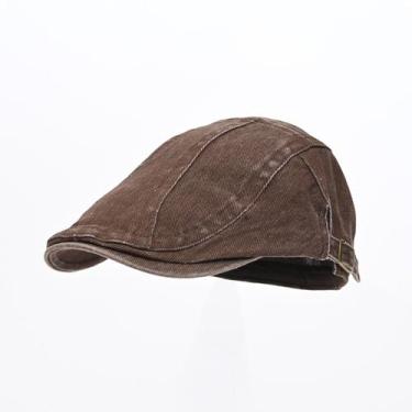 Imagem de Boné plano, chapéu vintage Gatsby Newsboy, marrom, veludo cotelê, unis