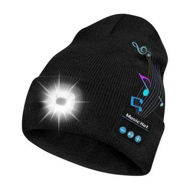 Imagem de Gorro Bluetooth Music Beanie Hat LED, recarregável, preto - yiweisai