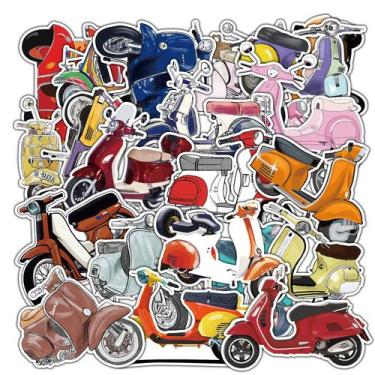 Imagem de Pacote de adesivos Retro Scooter Watercolor Mop 22 unidades - yiweisai