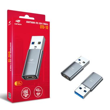 Imagem de Adaptador OTG USB-A Macho, USB-C Fêmea C3Tech -  OTG-10