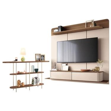 Imagem de Home Suspenso Galax Castanho Off White E Aparador Infinity Castanho- Hb Móveis