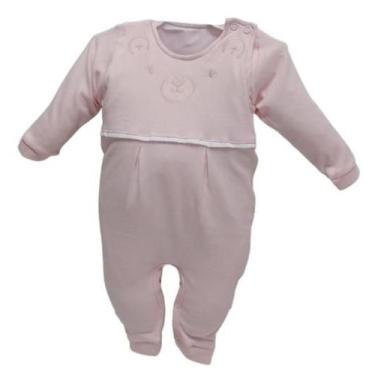 Imagem de Macacão Longo Bebê Menina Bordado Malha Cotton Paraiso 15362, Rosa, P 