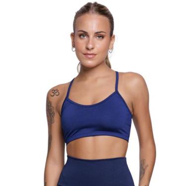 Imagem de Top Fitness Bella Fiore Nadador Feminino Alça Fina Academia, Marinho, 