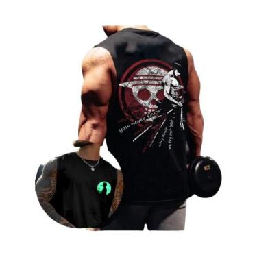 Imagem de Camiseta Regata Masculina De Algodão One Piece Anime Luffy Zoro, Corte
