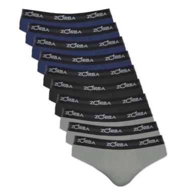 Imagem de Kit 10 Cuecas Slip Com Forro Frontal Anatômica 100% Algodão Zorba, Mar