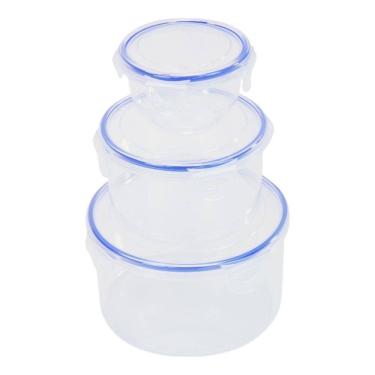 Imagem de Conjunto De 3 Potes Plásticos Redondos Com Tampa E Trava