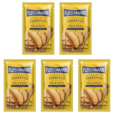 Imagem de Kit 5 Fermento Biológico Seco Para Pão e Pizza Fleischmann