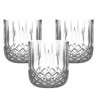 Imagem de Jg 3 Copo Vidro Baixo Whisky Drink Relevo 280ml Transparente - CASAMBI