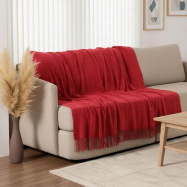 Imagem de Manta para Sofá Xale com Franja 1,70m Tricot Tear Mineiro 100% Algodão