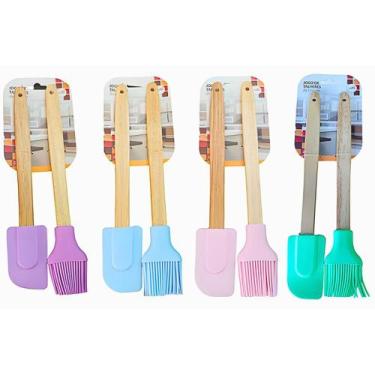 Imagem de Kit Utensílios de Cozinha com Espátula e Pincel de Silicone com Cabo d