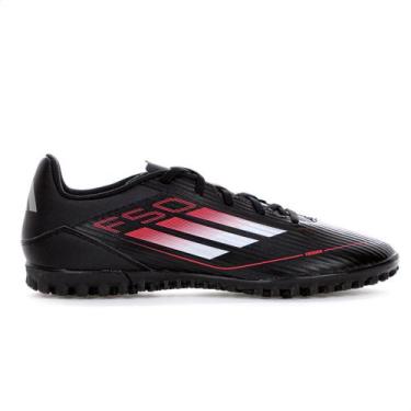 Imagem de Chuteira Adidas Society F50 Club TF Preto Vermelho e Prata - Masculino