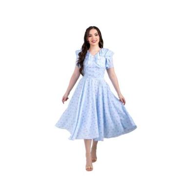Imagem de Vestido Soltinho Godê Moda Evangelica Verão Lançamento - ZAMPA, Azul b