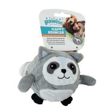 Imagem de Brinquedo Pet pra Cachorro Bolinha saltitante Pelúcia Pawise, Guaxinim
