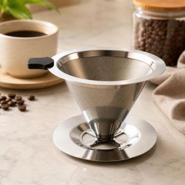 Imagem de Filtro Coador De Café Inox Peneira Aço Reutilizável - mk