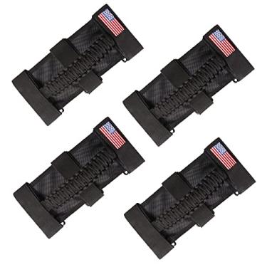 Imagem de sukemichi Pacote com 4 alças de apoio para Jeep Wrangler Acessórios TJ JK JL Gladiator JT UTV ATV - Fivela de metal atualizada, preta (não para Sky One Touch Top, não para 2024+ Up)