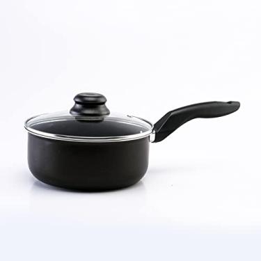 Imagem de Panela 18cm Antiaderente Preta com Tampa de Vidro Pequena Não Gruda Ônix