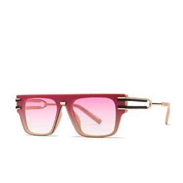 Imagem de Óculos de sol quadrados fashion femininos masculinos designer gradiente tons pretos uv400 óculos de sol de viagem, rosa gradiente, tamanho único
