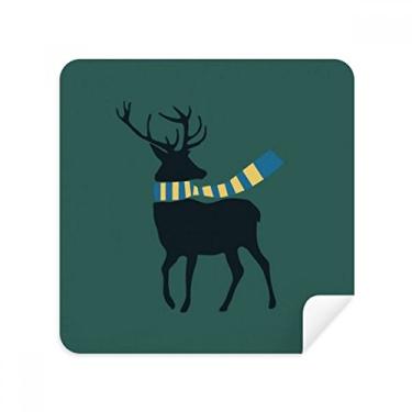 Imagem de Lenço de Natal com estampa de alce para festivais, óculos de limpeza de tela, tecido de camurça, pacote com 2