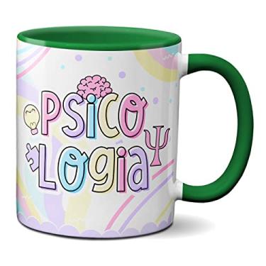 Imagem de Caneca Psicologia Profissão Psicóloga Presente Criativo (Verde)